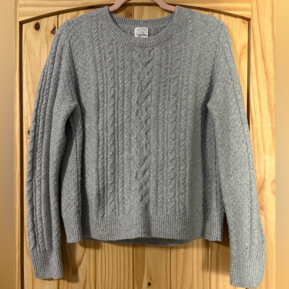 Hippie Rose Women's Gray Cable Knit Sweater - Size XL